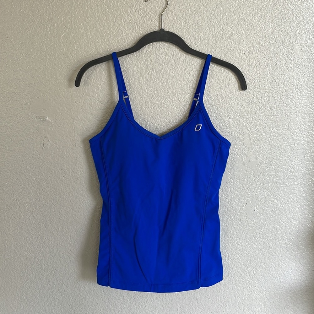 Blue core compression built in bra top Lorna Jane
